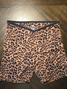 JoyLab Leopard Print High-Waist Athletic Shorts - Black & Tan